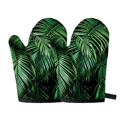 Tropical Palm Leaf Print Oven Mitts