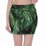 Tropical Palm Leaf Print Pencil Mini Skirt
