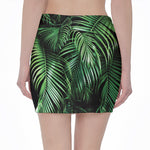 Tropical Palm Leaf Print Pencil Mini Skirt