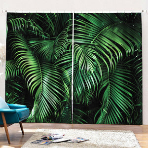 Tropical Palm Leaf Print Pencil Pleat Curtains