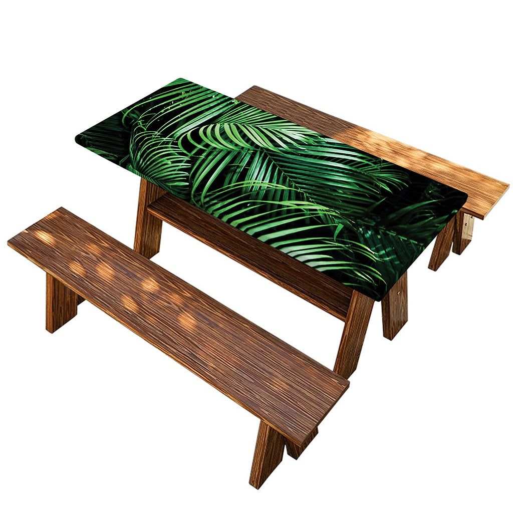 Tropical Palm Leaf Print Picnic Table Cover