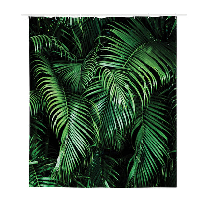 Tropical Palm Leaf Print Polyester Shower Curtain