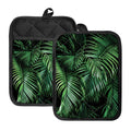Tropical Palm Leaf Print Pot Holders With Pocket