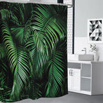 Tropical Palm Leaf Print Premium Shower Curtain