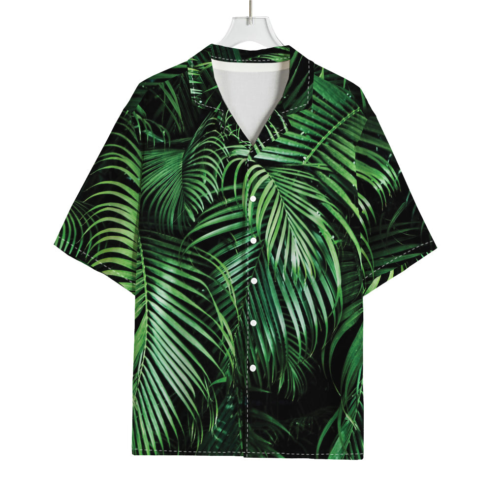 Tropical Palm Leaf Print Rayon Hawaiian Shirt