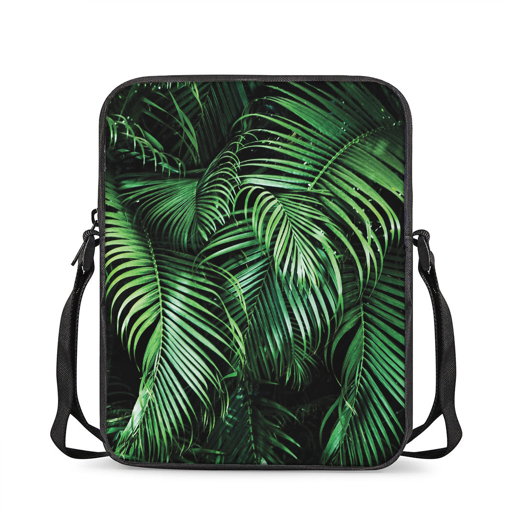 Tropical Palm Leaf Print Rectangular Crossbody Bag