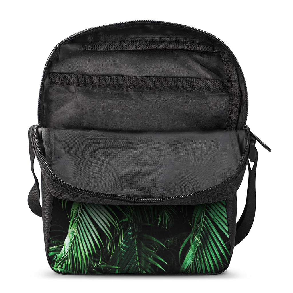 Tropical Palm Leaf Print Rectangular Crossbody Bag