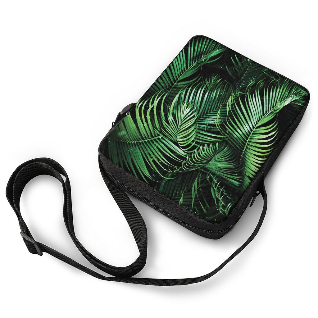 Tropical Palm Leaf Print Rectangular Crossbody Bag