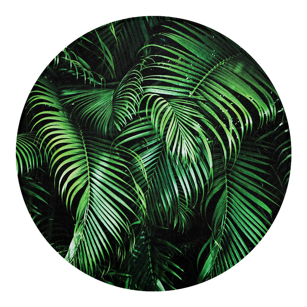 Tropical Palm Leaf Print Round Blanket