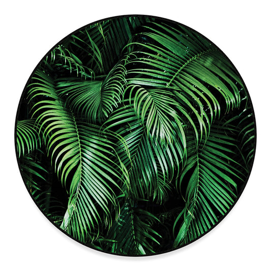 Tropical Palm Leaf Print Round Floor Mat