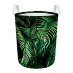 Tropical Palm Leaf Print Round Laundry Basket