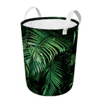 Tropical Palm Leaf Print Round Laundry Basket