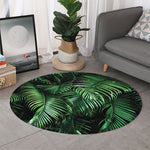 Tropical Palm Leaf Print Round Rug