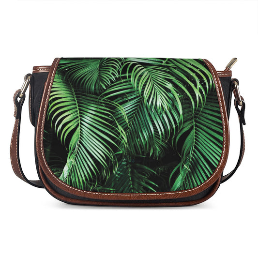 Tropical Palm Leaf Print Saddle Bag