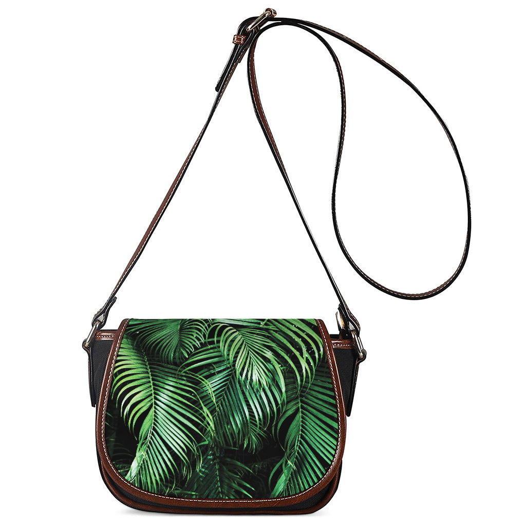 Tropical Palm Leaf Print Saddle Bag