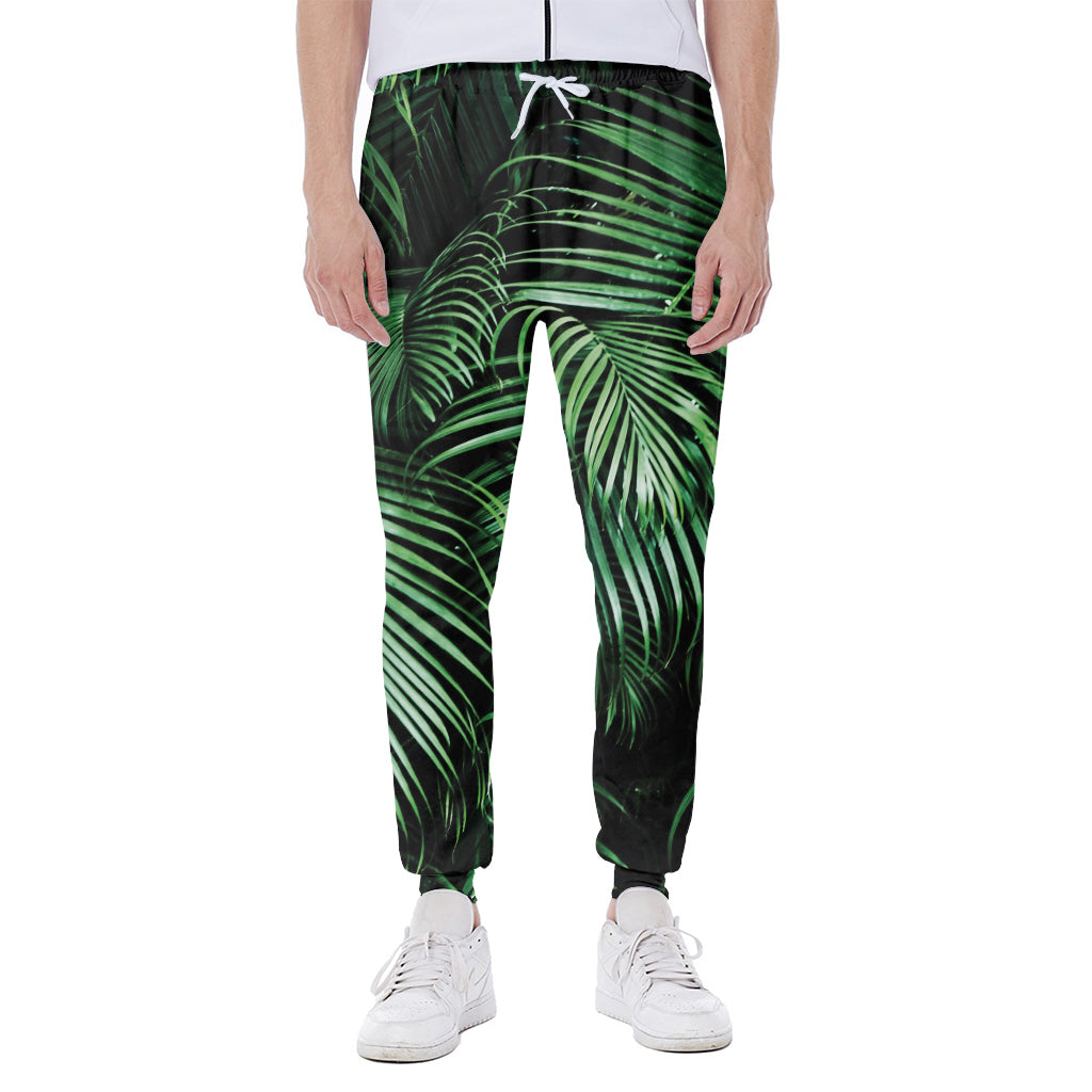 Tropical Palm Leaf Print Scuba Joggers