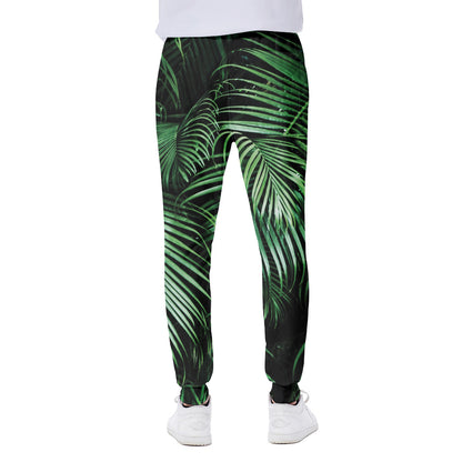 Tropical Palm Leaf Print Scuba Joggers