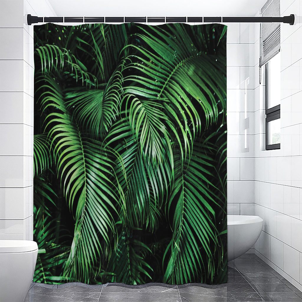 Tropical Palm Leaf Print Shower Curtain
