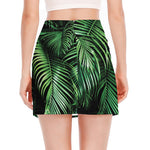 Tropical Palm Leaf Print Side Slit Mini Skirt