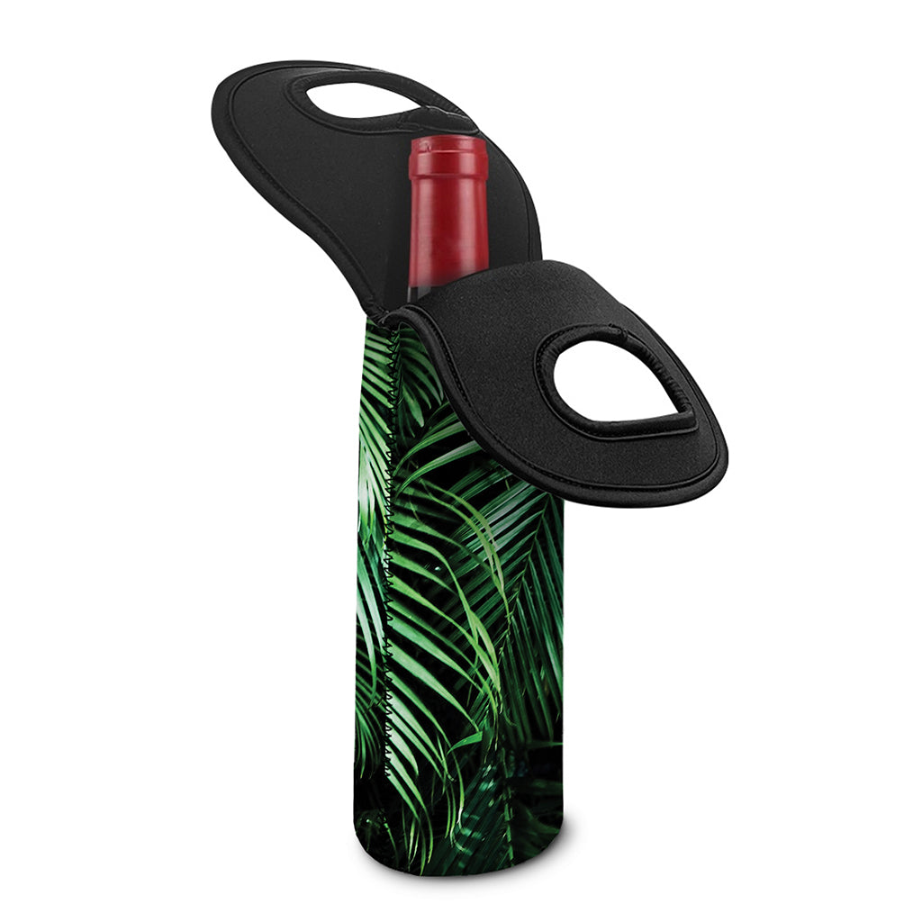 Tropical Palm Leaf Print Single Neoprene Wine Tote