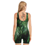 Tropical Palm Leaf Print Sleeveless One Piece Swimsuit