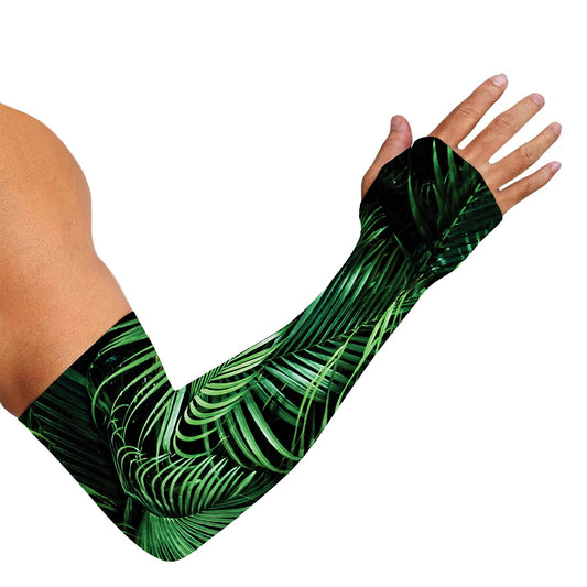 Tropical Palm Leaf Print Sun Protection Arm Sleeves