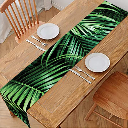 Tropical Palm Leaf Print Table Runner