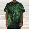 Tropical Palm Leaf Print Textured Short Sleeve Shirt