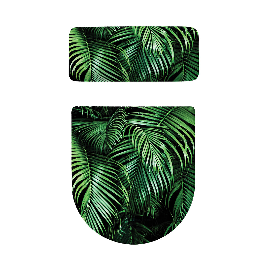 Tropical Palm Leaf Print Toilet Lid And Tank Cover Set