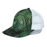 Tropical Palm Leaf Print White Mesh Trucker Cap