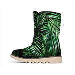 Tropical Palm Leaf Print Winter Boots