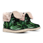 Tropical Palm Leaf Print Winter Boots