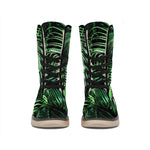 Tropical Palm Leaf Print Winter Boots
