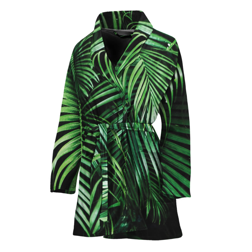 Tropical Palm Leaf Print Women's Bathrobe