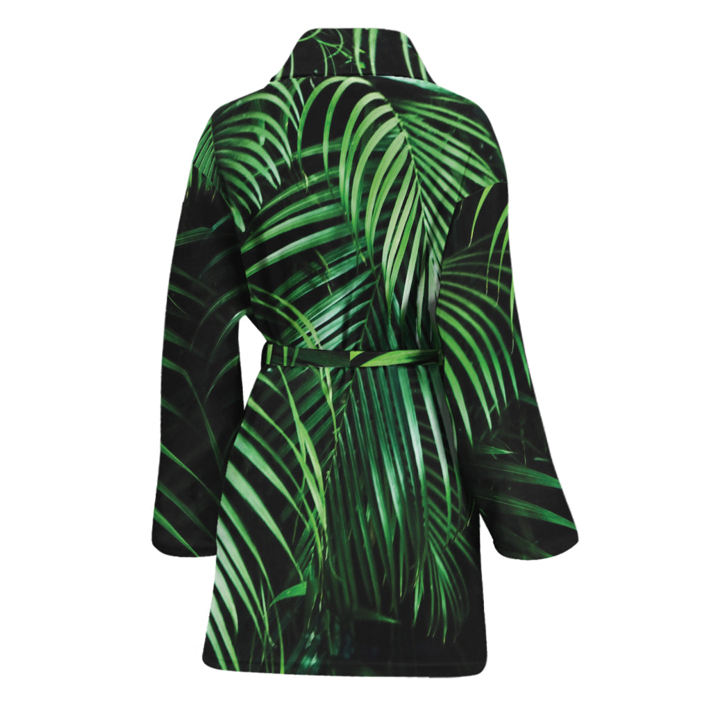 Tropical Palm Leaf Print Women's Bathrobe