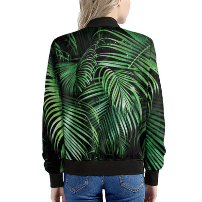 Tropical Palm Leaf Print Women's Bomber Jacket