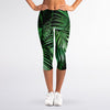 Tropical Palm Leaf Print Women's Capri Leggings