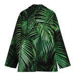 Tropical Palm Leaf Print Women's Cotton Blazer