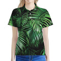 Tropical Palm Leaf Print Women's Polo Shirt