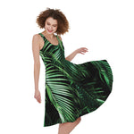 Tropical Palm Leaf Print Women's Sleeveless Dress