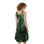 Tropical Palm Leaf Print Women's Sleeveless Dress