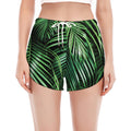 Tropical Palm Leaf Print Women's Split Running Shorts