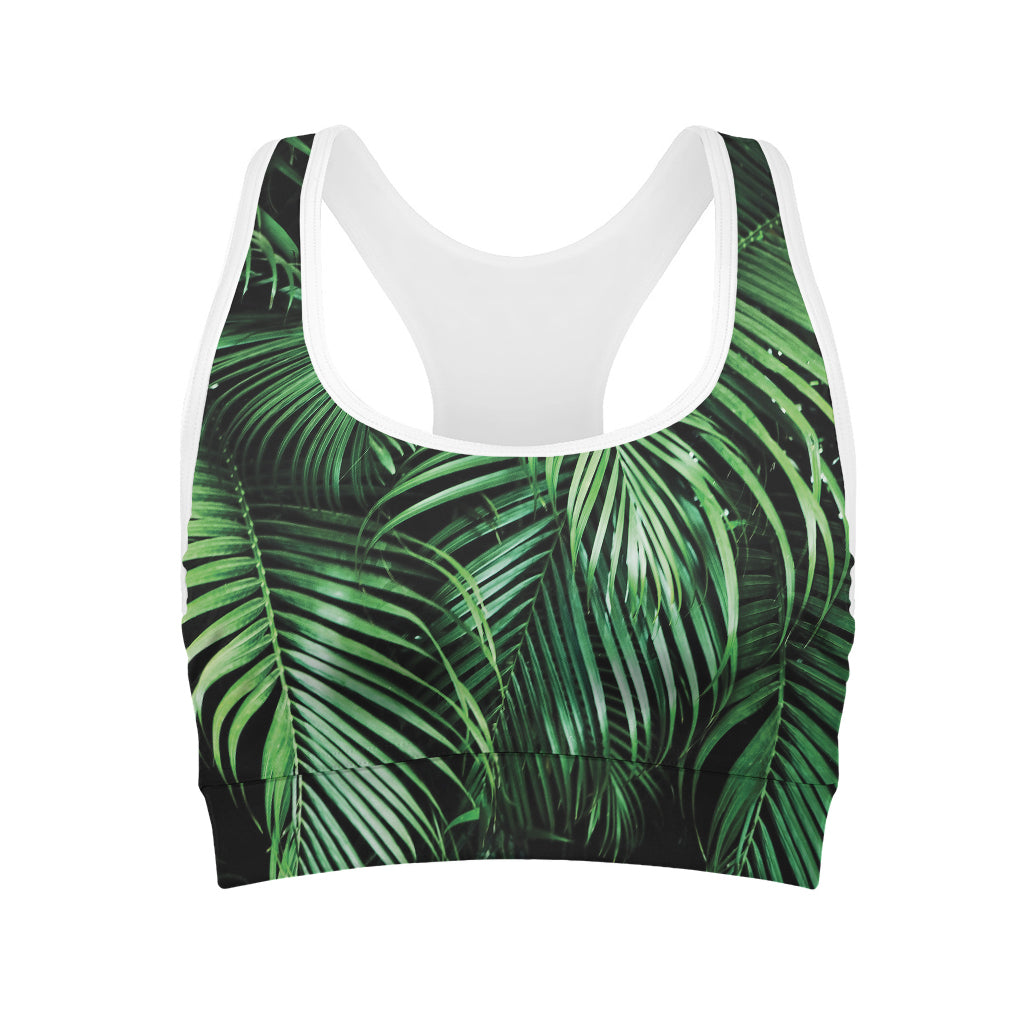 Tropical Palm Leaf Print Women's Sports Bra