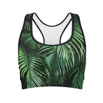 Tropical Palm Leaf Print Women's Sports Bra