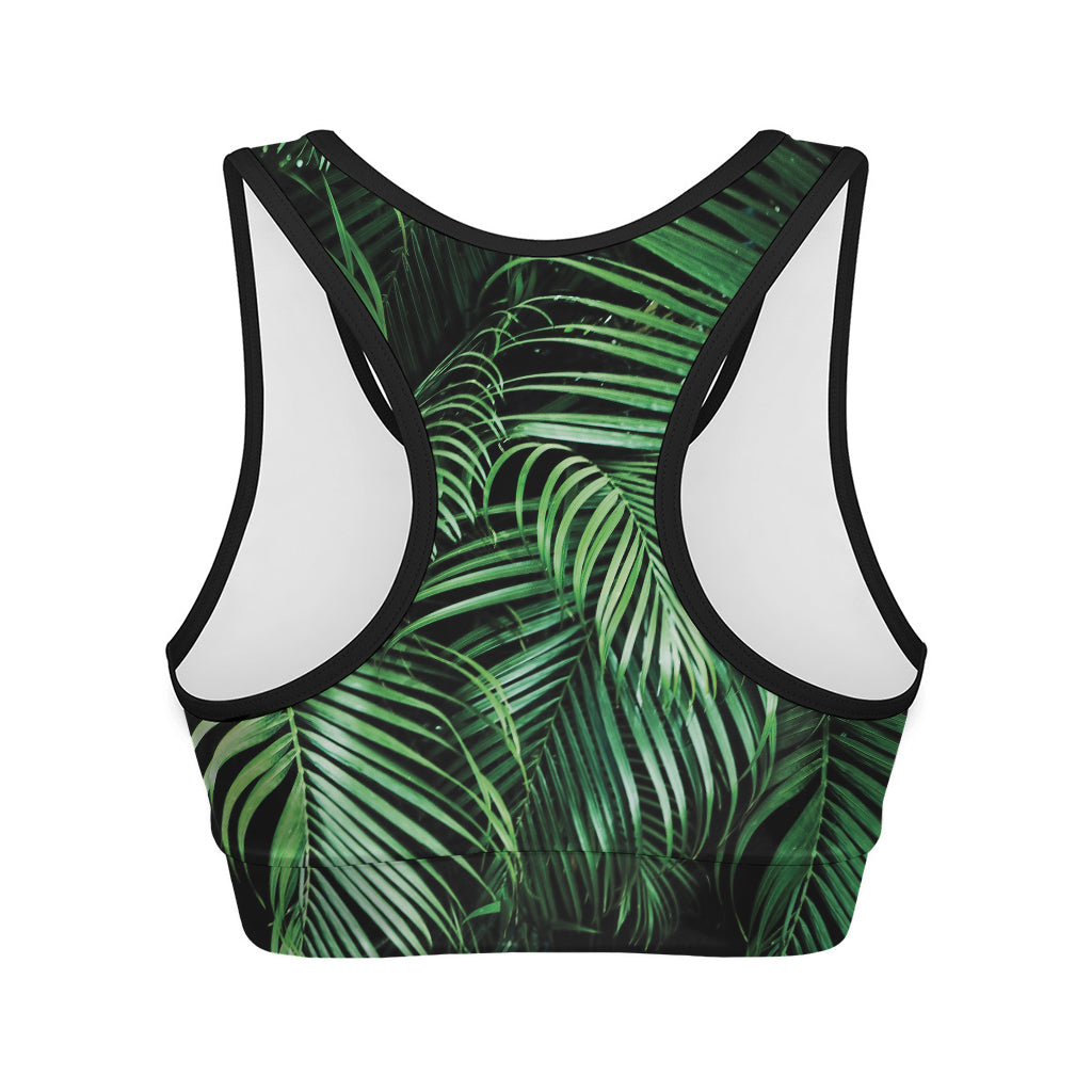 Tropical Palm Leaf Print Women's Sports Bra