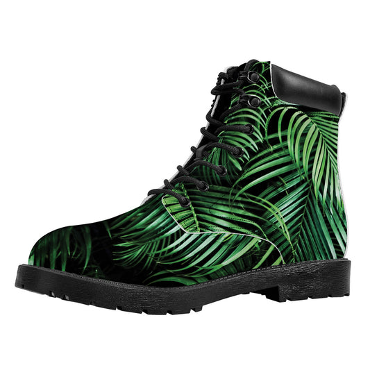 Tropical Palm Leaf Print Work Boots