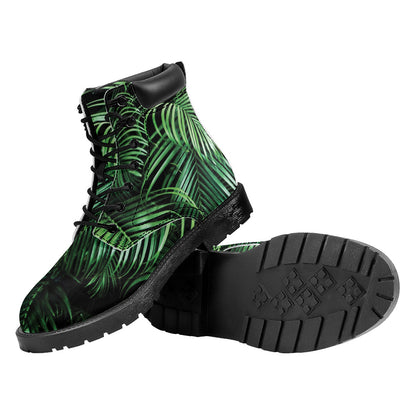 Tropical Palm Leaf Print Work Boots