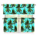 Tropical Palm Tree Pattern Print 3 Piece Kitchen Curtains