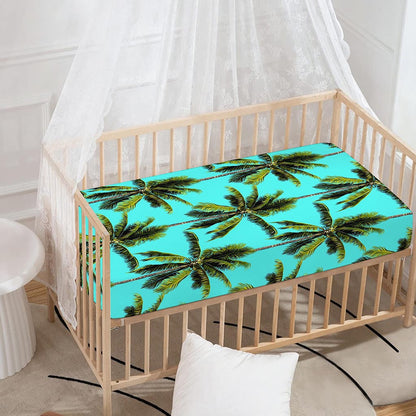Tropical Palm Tree Pattern Print Baby Crib Sheet