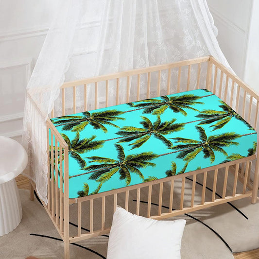 Tropical Palm Tree Pattern Print Baby Crib Sheet